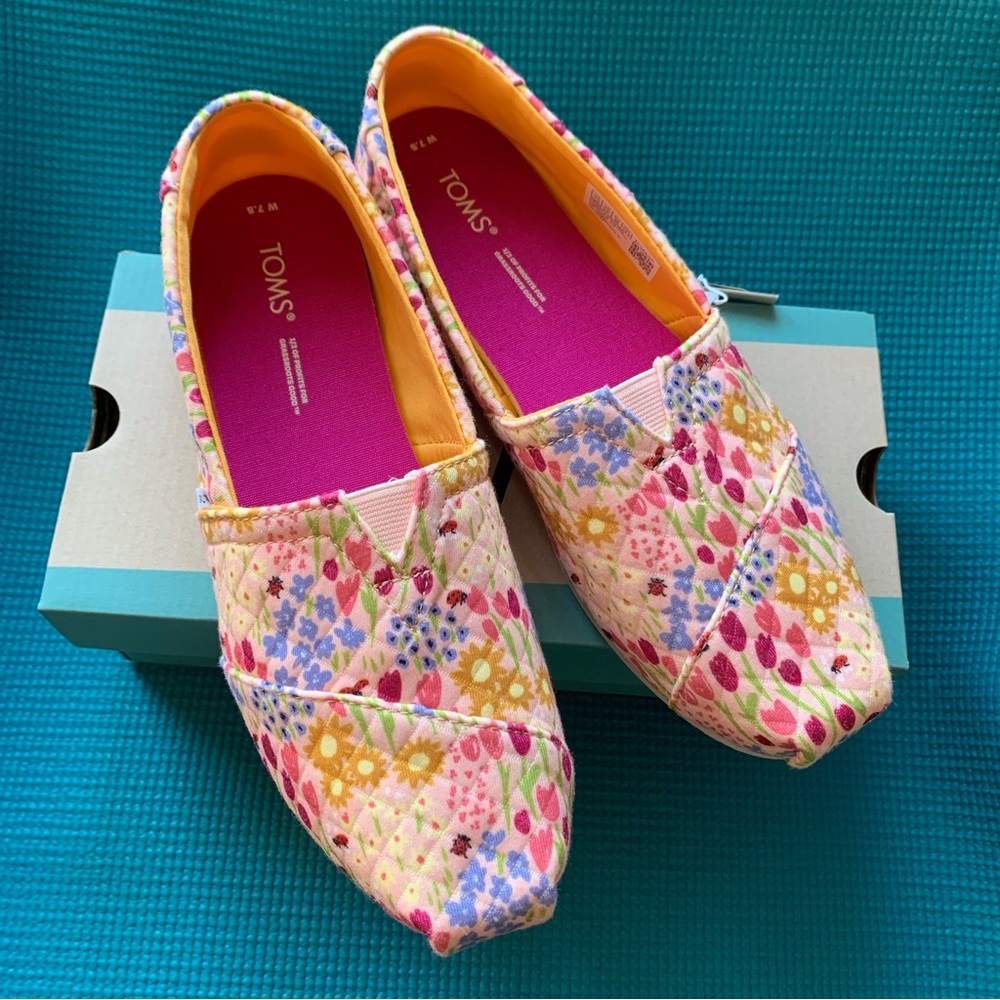 TOMS Alpargata Parfait Pink Repreve Flower Fields Quilted Knit